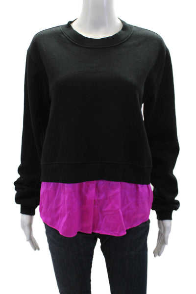 Generation Love Womens Silk Blend Crew Neck Pullover Sweatshirt Top Black SIze S