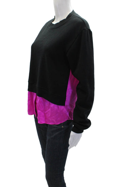 Generation Love Womens Silk Blend Crew Neck Pullover Sweatshirt Top Black SIze S