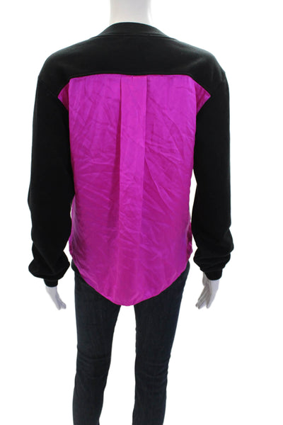 Generation Love Womens Silk Blend Crew Neck Pullover Sweatshirt Top Black SIze S