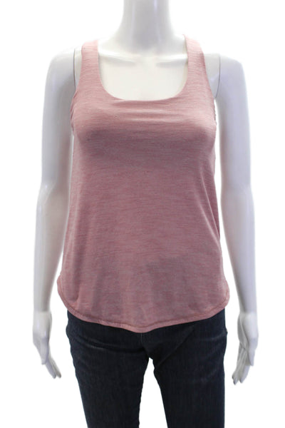Lululemon Womens Stretch Strappy Scoop Neck Activewear Tank Top Pink Size 4