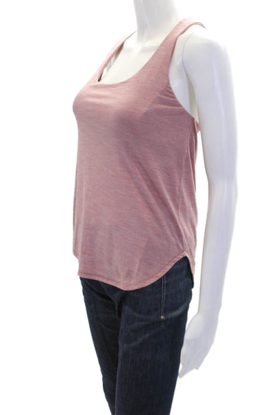 Lululemon Womens Stretch Strappy Scoop Neck Activewear Tank Top Pink Size 4