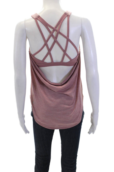 Lululemon Womens Stretch Strappy Scoop Neck Activewear Tank Top Pink Size 4