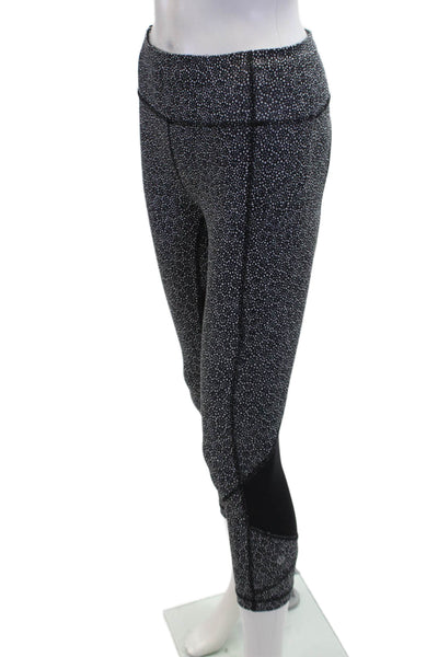 Lululemon Womens Stretch Abstract Cropped Mid-Rise Cropped Leggings Black Size 4