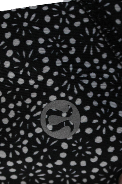 Lululemon Womens Stretch Abstract Cropped Mid-Rise Cropped Leggings Black Size 4