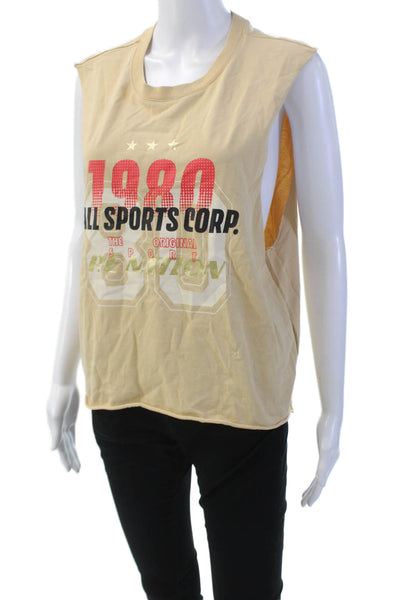 PE Nation Womens Scoop Neck All Sports Corp Tank Top Brown Cotton Size Large