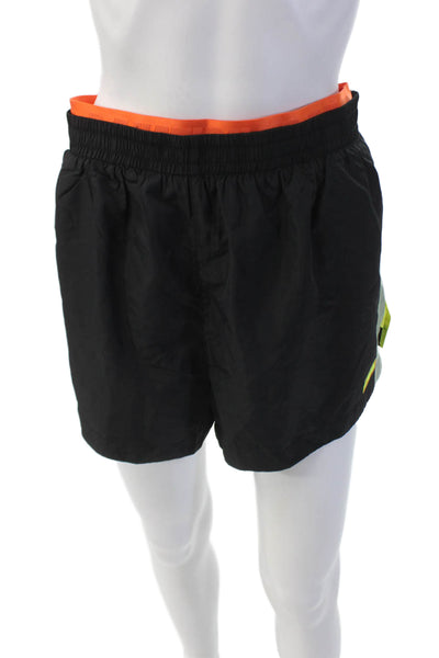 PE Nation Womens Logo Waistband Athletic Short Shorts Black Green Size XL