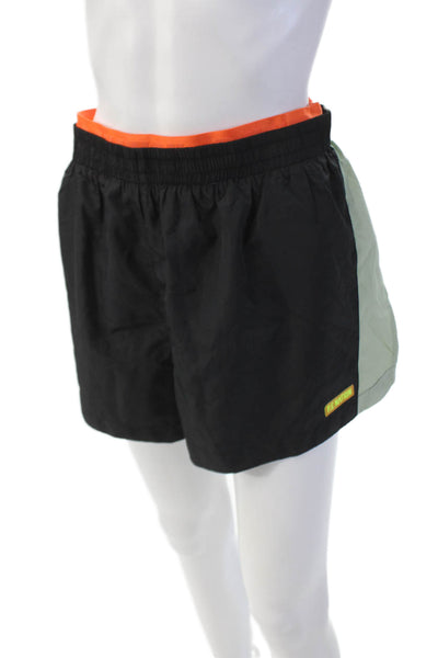 PE Nation Womens Logo Waistband Athletic Short Shorts Black Green Size XL