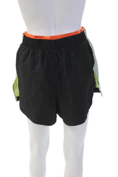 PE Nation Womens Logo Waistband Athletic Short Shorts Black Green Size XL