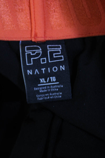 PE Nation Womens Logo Waistband Athletic Short Shorts Black Green Size XL