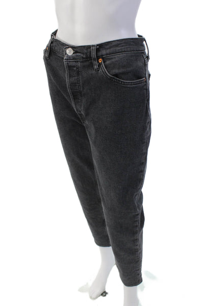 Re/Done Womens Button Fly High Rise Straight Leg Jeans Gray Denim Size 3 1