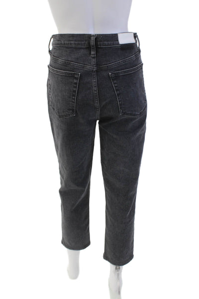 Re/Done Womens Button Fly High Rise Straight Leg Jeans Gray Denim Size 3 1