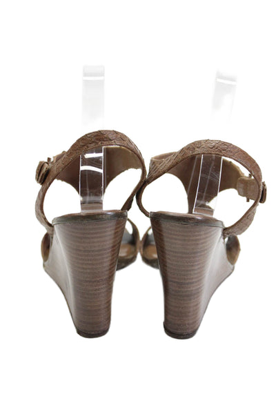 Sergio Rossi Womens Leather Snakeskin Print Wedge Sandals Brown Size 41 11