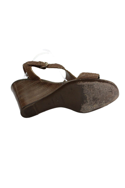 Sergio Rossi Womens Leather Snakeskin Print Wedge Sandals Brown Size 41 11