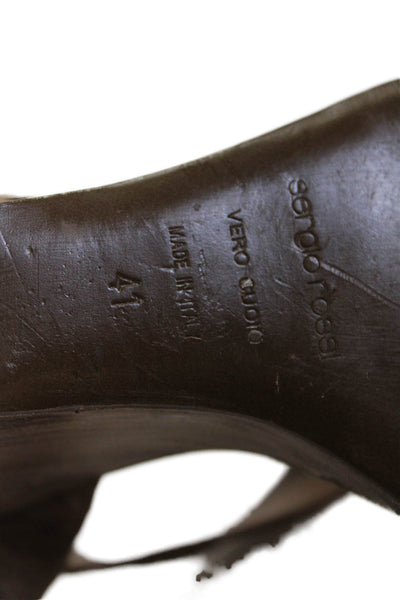 Sergio Rossi Womens Leather Snakeskin Print Wedge Sandals Brown Size 41 11