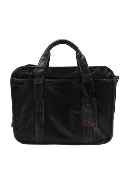 Tumi Womens Leather Zip Around Messenger Crossbody Shoulder Handbag Black