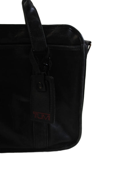 Tumi Womens Leather Zip Around Messenger Crossbody Shoulder Handbag Black
