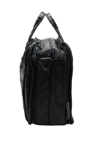 Tumi Womens Leather Zip Around Messenger Crossbody Shoulder Handbag Black