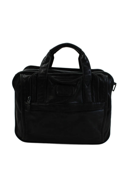 Tumi Womens Leather Zip Around Messenger Crossbody Shoulder Handbag Black