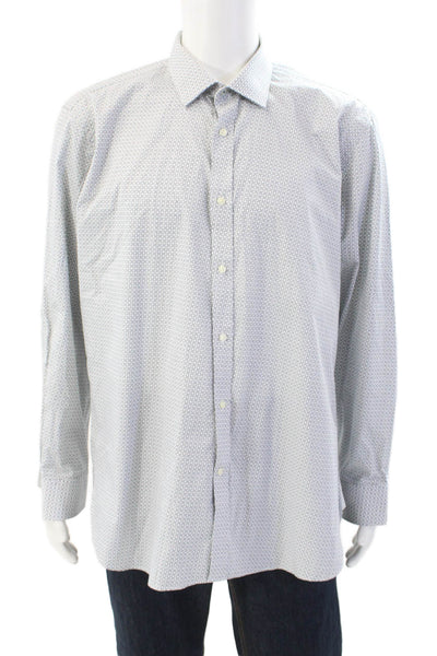 Ted Baker Mens Cotton Long Sleeve Button Down Printed Shirt Gray Size 17