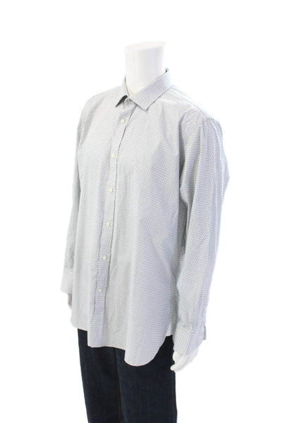 Ted Baker Mens Cotton Long Sleeve Button Down Printed Shirt Gray Size 17