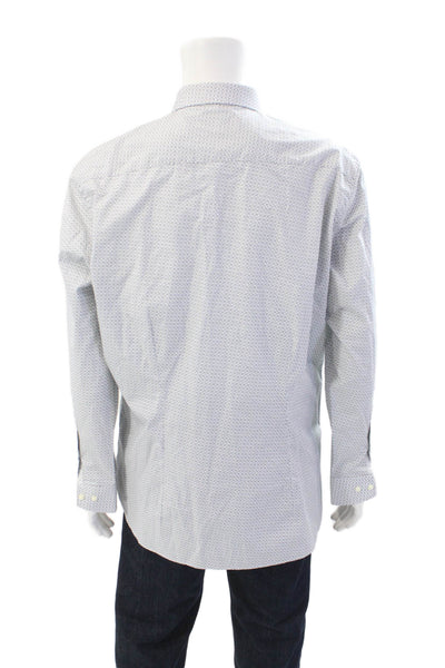 Ted Baker Mens Cotton Long Sleeve Button Down Printed Shirt Gray Size 17