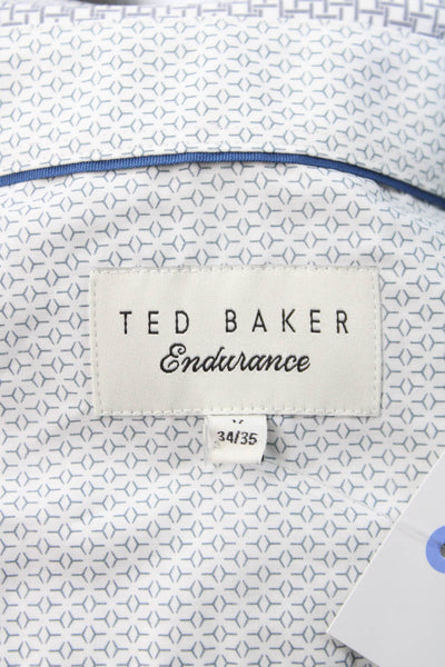 Ted Baker Mens Cotton Long Sleeve Button Down Printed Shirt Gray Size 17