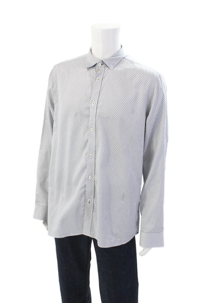 Ted Baker Mens Cotton Long Sleeve Button Down Printed Shirt Gray Size 17
