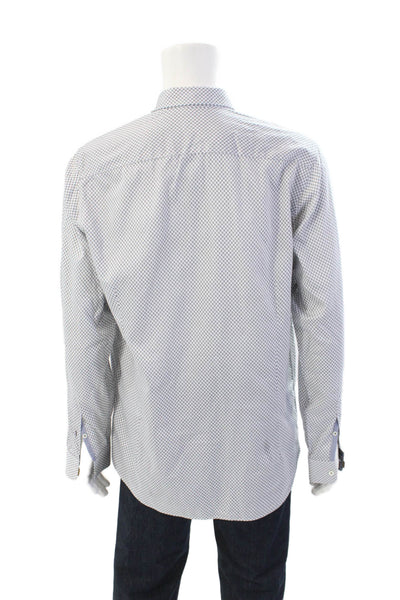 Ted Baker Mens Cotton Long Sleeve Button Down Printed Shirt Gray Size 17