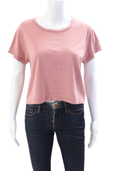 Kondi Womens Cotton Crew Neck Short Sleeve Cropped T-Shirt Desert Rose Size L