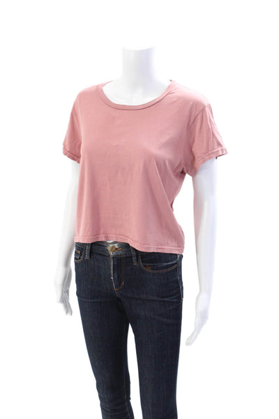 Kondi Womens Cotton Crew Neck Short Sleeve Cropped T-Shirt Desert Rose Size L