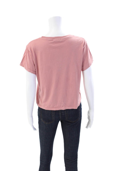 Kondi Womens Cotton Crew Neck Short Sleeve Cropped T-Shirt Desert Rose Size L