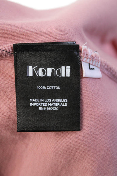 Kondi Womens Cotton Crew Neck Short Sleeve Cropped T-Shirt Desert Rose Size L