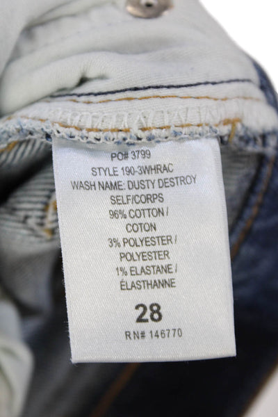 Re/Done Womens Cotton Distressed High-Rise Slim Denim Jeans Blue Size 28