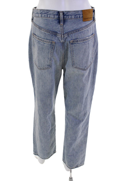 Denim Forum Womens Cotton Distressed Light Wash Buttoned Jeans Blue Size 27