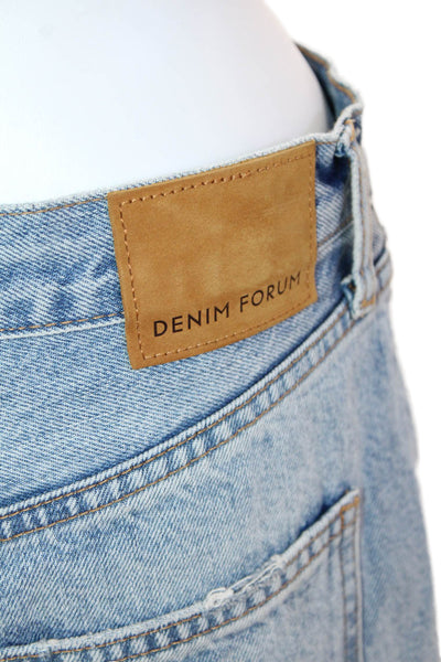 Denim Forum Womens Cotton Distressed Light Wash Buttoned Jeans Blue Size 27