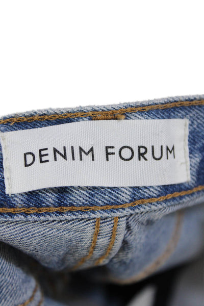 Denim Forum Womens Cotton Distressed Light Wash Buttoned Jeans Blue Size 27