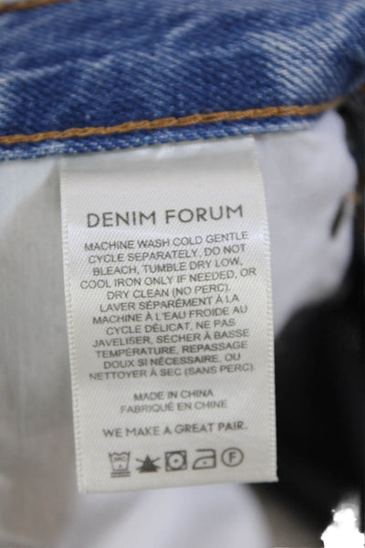 Denim Forum Womens Cotton Distressed Light Wash Buttoned Jeans Blue Size 27