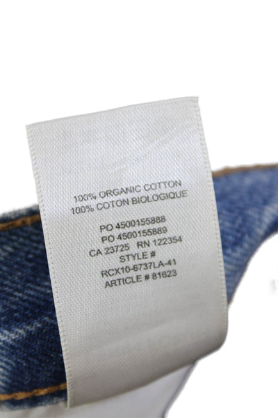 Denim Forum Womens Cotton Distressed Light Wash Buttoned Jeans Blue Size 27