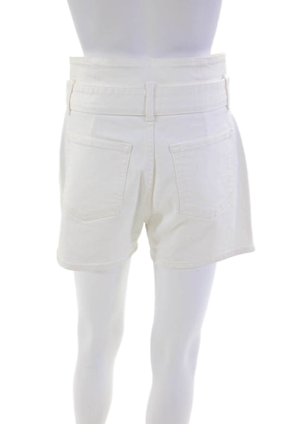 Grlfrnd Womens Cotton Buttoned Belted Waist Detail Denim Shorts White Size 27