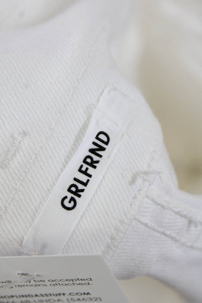 Grlfrnd Womens Cotton Buttoned Belted Waist Detail Denim Shorts White Size 27