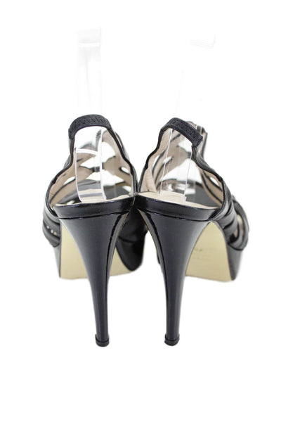 Bruno Magli Womens Leather Strappy Platform Stiletto Heels Solid Black Size 10