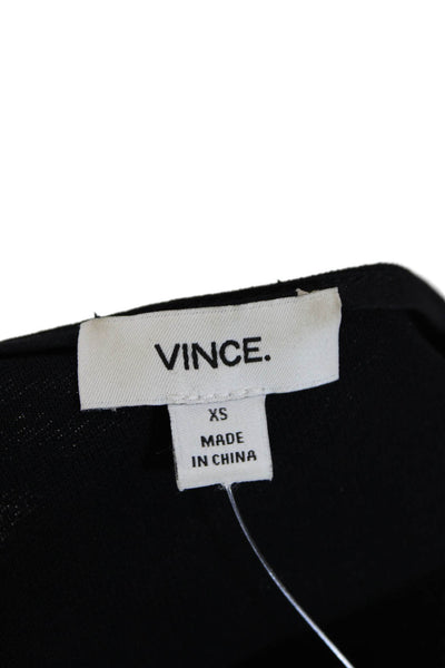 Vince Womens Long Sleeved Ribbed Cuff Boat Neck Top Solid Black Size XS