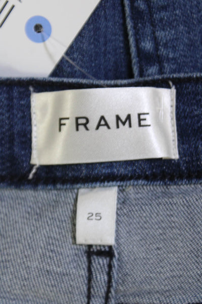 Frame Womens Cotton Zip Button Wide Leg Denim Jeans Blue Size EUR 25