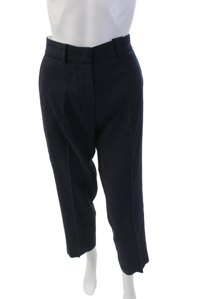 Odeeh Womens Zip Pleated Lined Tapered Leg Trousers Navy Blue Size EUR 34