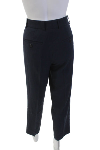 Odeeh Womens Zip Pleated Lined Tapered Leg Trousers Navy Blue Size EUR 34