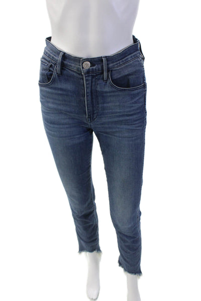 3x1 NYC Womens Cotton Button Zip Skinny Leg Denim Jeans Blue Size EUR 24