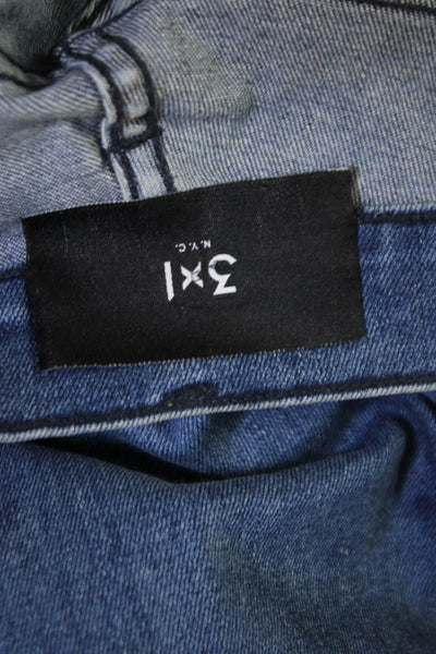 3x1 NYC Womens Cotton Button Zip Skinny Leg Denim Jeans Blue Size EUR 24