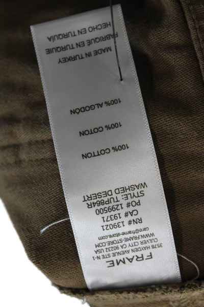 Frame Womens Cotton Tapered Leg Solid High Waisted Buttoned Pants Brown Size 24
