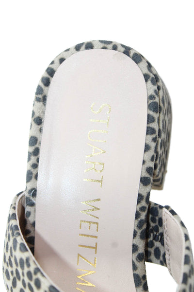 Stuart Weitzman Womens Leopard Spotted Triple Strap Sandals Brown Suede Size 5.5