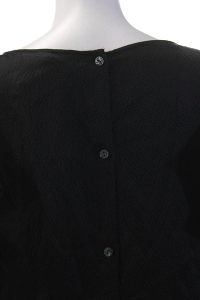 Rebecca Taylor Womens Short Sleeve Scoop Neck Ruffle Top Black Size 12
